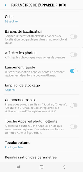 Comment lancer rapidement l application appareil photo a partir de mon Samsung Galaxy S8