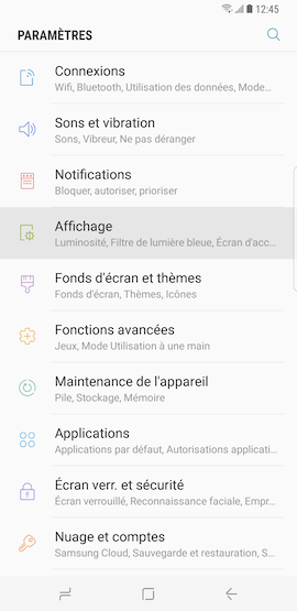 Galaxy S8: Style et taille de la police (SM-G950W)