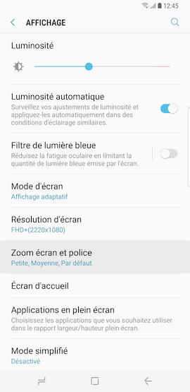 Galaxy S8: Style et taille de la police (SM-G950W)