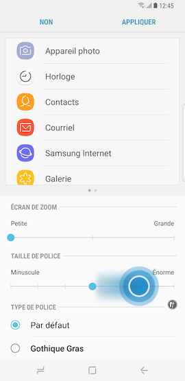 Galaxy S8: Style et taille de la police (SM-G950W)