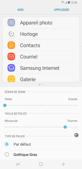 Galaxy S8: Style et taille de la police (SM-G950W)