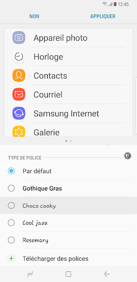 Galaxy S8: Style et taille de la police (SM-G950W)