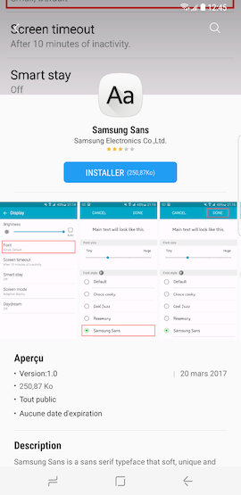 Galaxy S8: Style et taille de la police (SM-G950W)