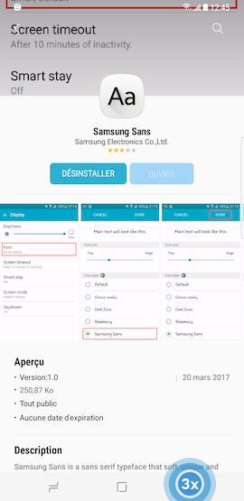 Galaxy S8: Style et taille de la police (SM-G950W)