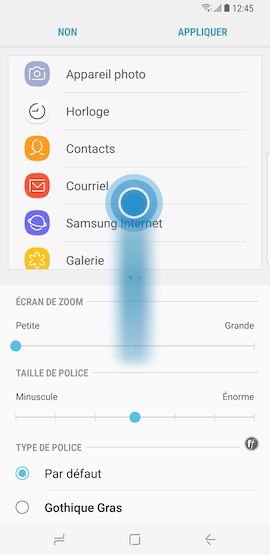 Galaxy S8: Style et taille de la police (SM-G950W)