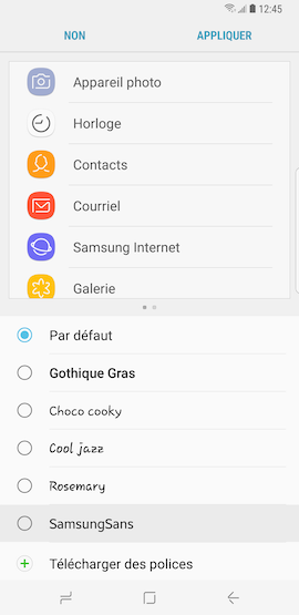 Galaxy S8: Style et taille de la police (SM-G950W)