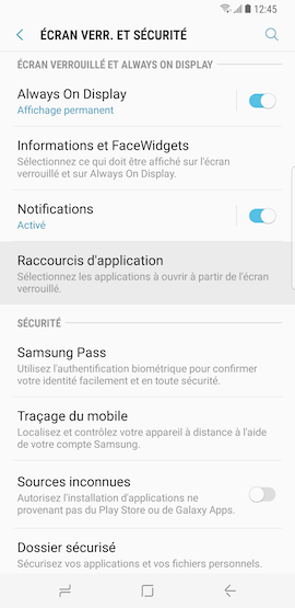Galaxy S8: Épingler des applications sur l'écran de verrouillage (SM-G950W)