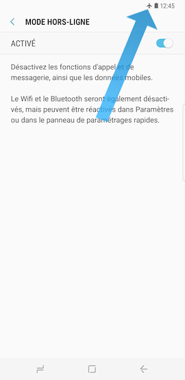 Touchez le bouton coulissant pour activer le Mode Hors-ligne
