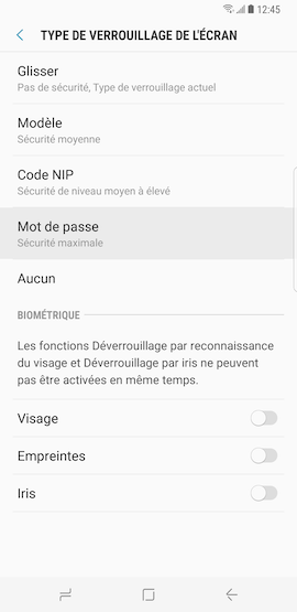 Touchez « Mot de passe »