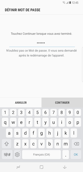 Saisissez un mot de passe formé d’au moins quatre caractères, chiffres ou symboles pour déverrouiller l’écran