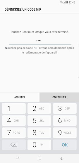 Saisissez un nombre comprenant de 4 à 16 chiffres. Ensuite, touchez « Continuer »