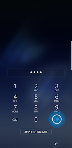 Saisissez votre code NIP et touchez « OK » pour déverrouiller votre appareil mobile