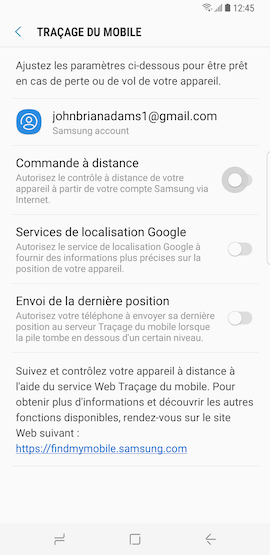 Galaxy S8: Localiser l'appareil ou effacer toutes les données à distance (SM-G950W)