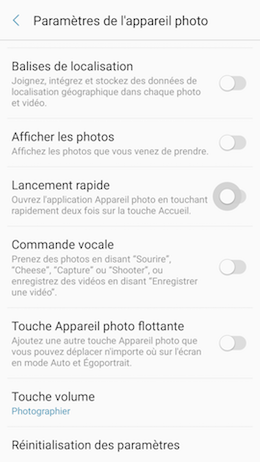 Galaxy A5 (2017): Lancer rapidement l'application appareil photo (SM-A520W)