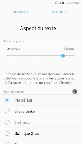Galaxy A5 (2017): Style et la taille de la police (SM-A520W)