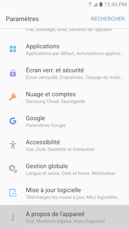 Galaxy A5 (2017): Version de la plate-forme Android (SM-A520W)