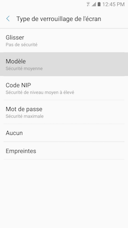 Galaxy A5 (2017): Type de verrouillage « Modèle » (SM-A520W)