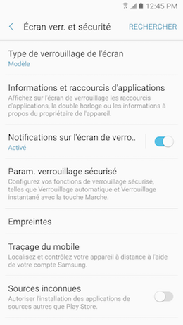 Galaxy A5 (2017): Type de verrouillage « Modèle » (SM-A520W)