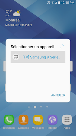 Galaxy A5 (2017): Partager l'écran avec une télé HD en utilisant Smart View (SM-A520W)