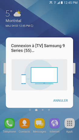 Galaxy A5 (2017): Partager l'écran avec une télé HD en utilisant Smart View (SM-A520W)