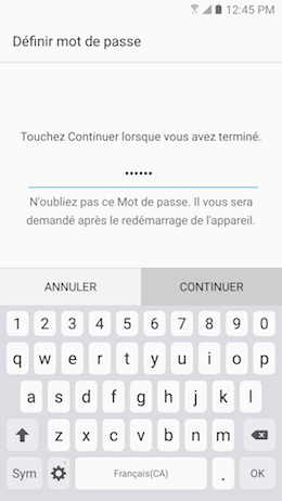 Galaxy A5 (2017): Type de verrouillage « Mot de passe » (SM-A520W)