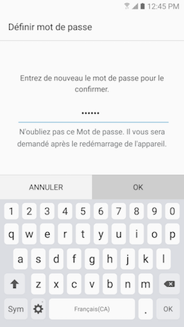 Galaxy A5 (2017): Type de verrouillage « Mot de passe » (SM-A520W)