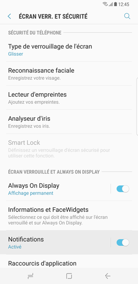 Galaxy S8: Notifications sur l'écran de verrouillé (SM-G950W)