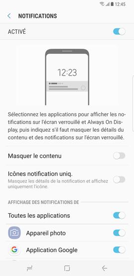 Galaxy S8: Notifications sur l'écran de verrouillé (SM-G950W)