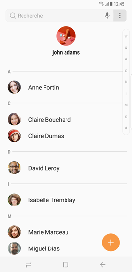 Galaxy S8: Modifier le mode de tri des contacts (SM-G950W)
