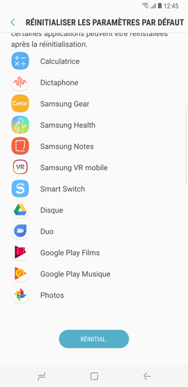 Effacer mes données stockées sur le Galaxy S8 et réinitialiser les paramètres par défaut ?