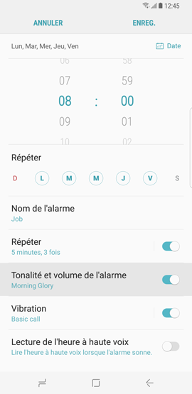 Galaxy S8: Alarme de réveil (SM-G950W)