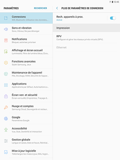 Galaxy Tab S3: Imprimer un document (SM-T820)