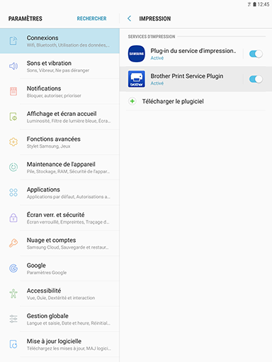 Galaxy Tab S3: Imprimer un document (SM-T820)