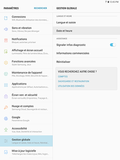 Galaxy Tab S3: Date et heure (SM-T820)