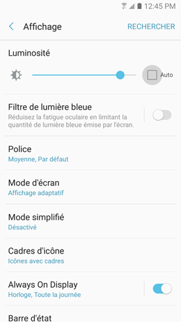 Galaxy A5 (2017): Luminosité de l’écran (SM-A520W)