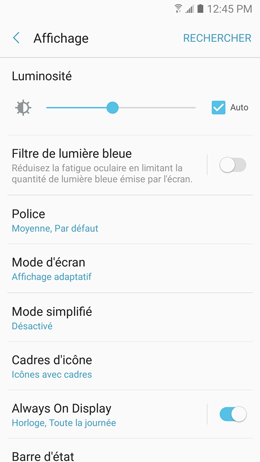 Galaxy A5 (2017): Luminosité de l’écran (SM-A520W)