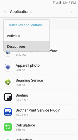 Galaxy A5 (2017): Désinstaller ou désactiver les applications (SM-A520W)