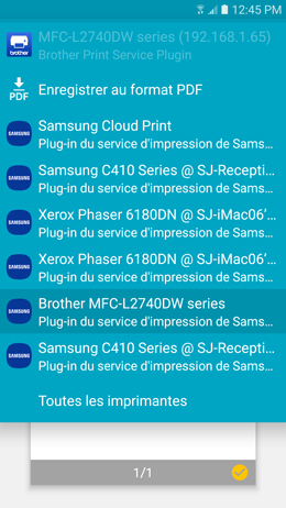 Galaxy A5 (2017): Imprimer un document (SM-A520W)