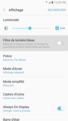 Galaxy A5 (2017): Activer le filtre de lumière bleue (SM-A520W)