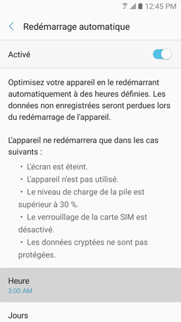 Galaxy A5 (2017): Fonction redémarrage automatique (SM-A520W)