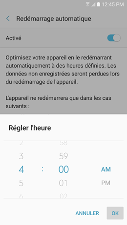 Galaxy A5 (2017): Fonction redémarrage automatique (SM-A520W)