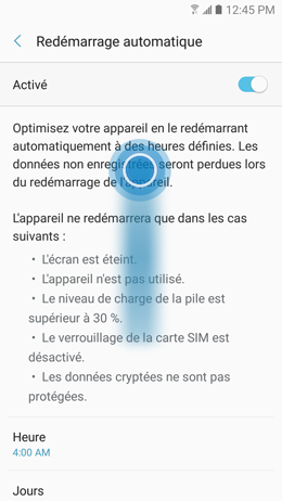 Galaxy A5 (2017): Fonction redémarrage automatique (SM-A520W)