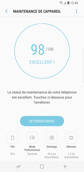 Galaxy S8: Fonction maintenance de l'appareil (SM-G950W)