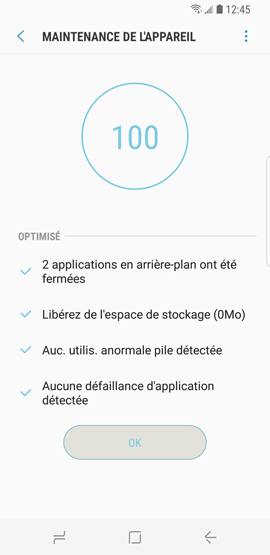 Galaxy S8: Fonction maintenance de l'appareil (SM-G950W)
