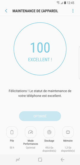 Galaxy S8: Fonction maintenance de l'appareil (SM-G950W)