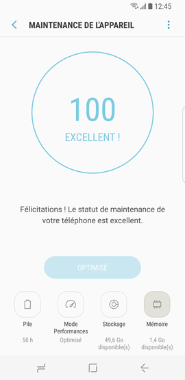 Galaxy S8: Fonction maintenance de l'appareil (SM-G950W)