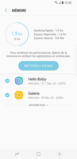 Galaxy S8: Fonction maintenance de l'appareil (SM-G950W)