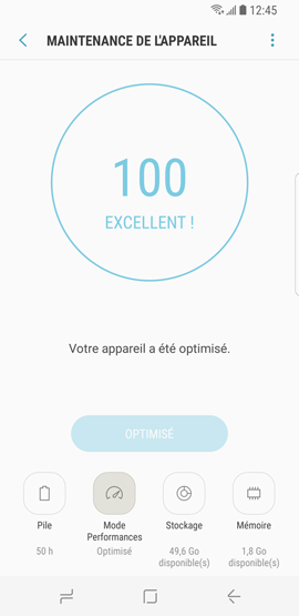 Galaxy S8: Fonction maintenance de l'appareil (SM-G950W)