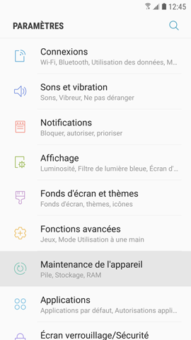 La fonction maintenance de l'appareil pour optimiser les performances de mon Galaxy S7 ?