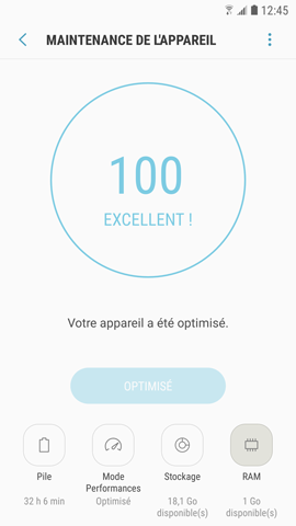 La fonction maintenance de l'appareil pour optimiser les performances de mon Galaxy S7 ?